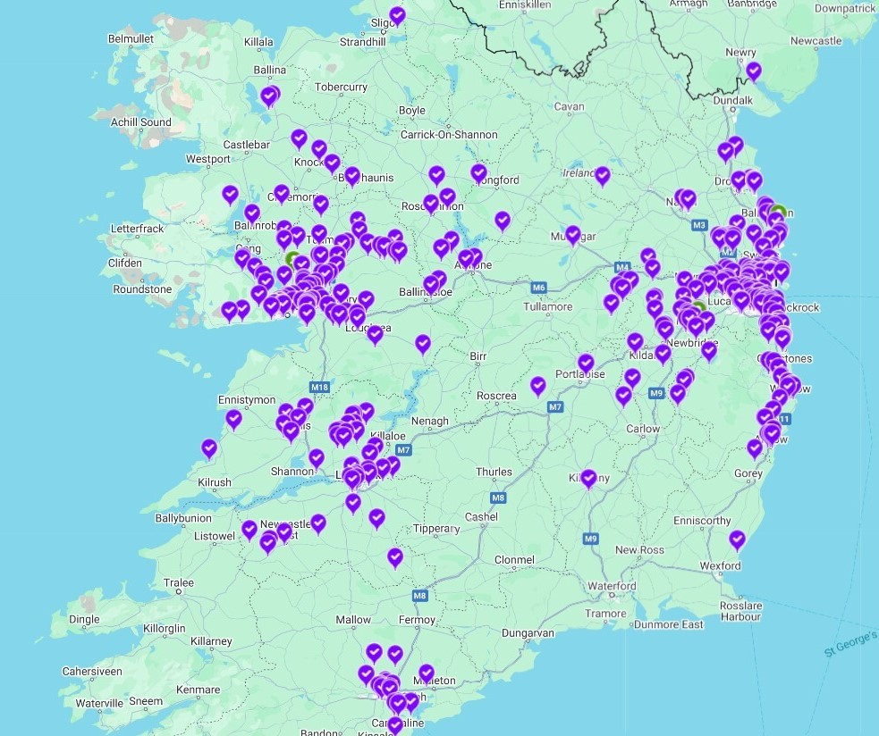 Map of installs across Ireland