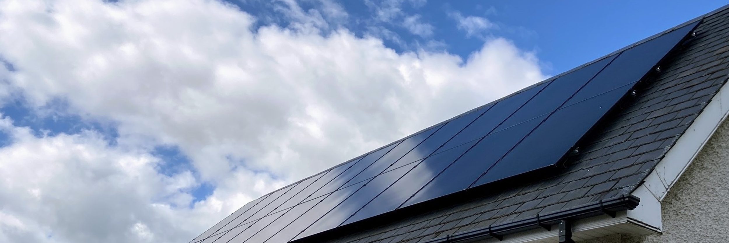Solar panels on a tiled house roof in Ireland
