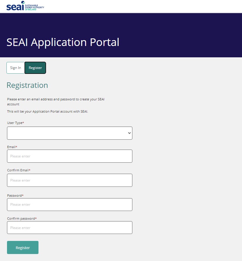 image of SEAI application portal